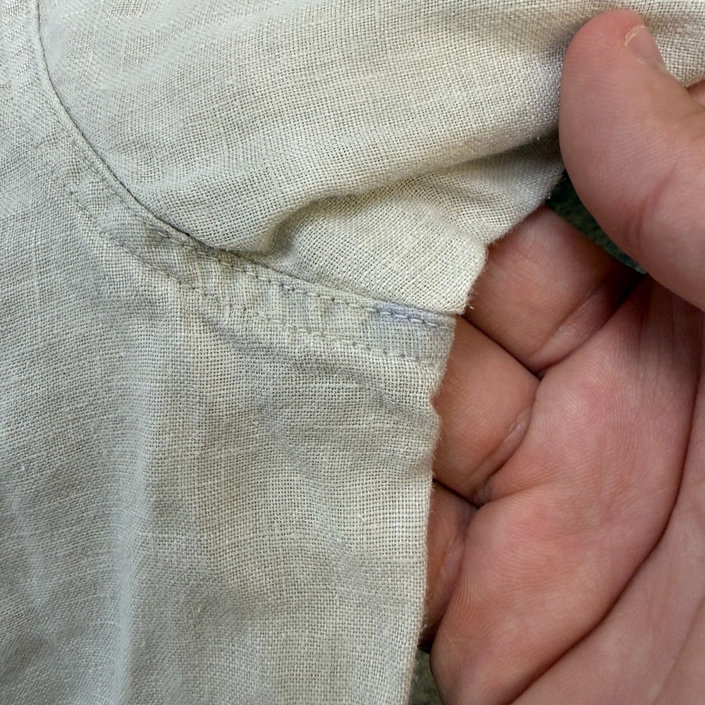 Allsaints Gilles Linen Shirt Mens Medium Beige Lightweight Quiet Luxury Coastal - Picture 3 of 12